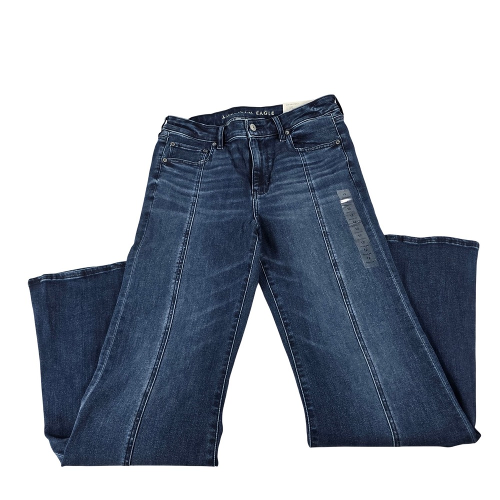 American Eagle Festival Flare Jeans 12 Regular High Rise Dark Atlantic Stretch
